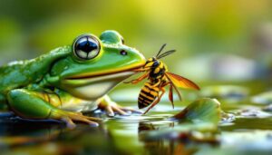 Des grenouilles insensibles au venin capturent et dévorent des frelons tueurs géants vivants