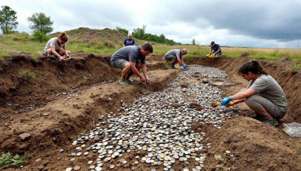 Près de 40 000 pièces de monnaies antiques découvertes lors de fouilles sur un terrain en Lorraine