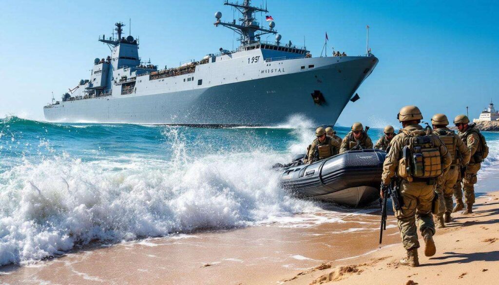 Exercice d'évacuation amphibie à Sète : le Mistral et la Légion étrangère simulent une opération de sauvetage