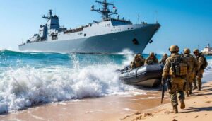Exercice d'évacuation amphibie à Sète : le Mistral et la Légion étrangère simulent une opération de sauvetage